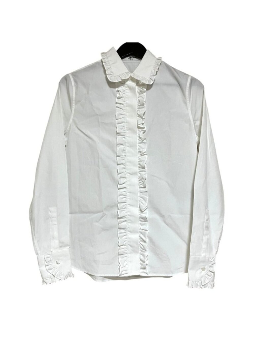 Saint Laurent Paris Front Ruffle Long Sleeve Shirt Blouse White 38